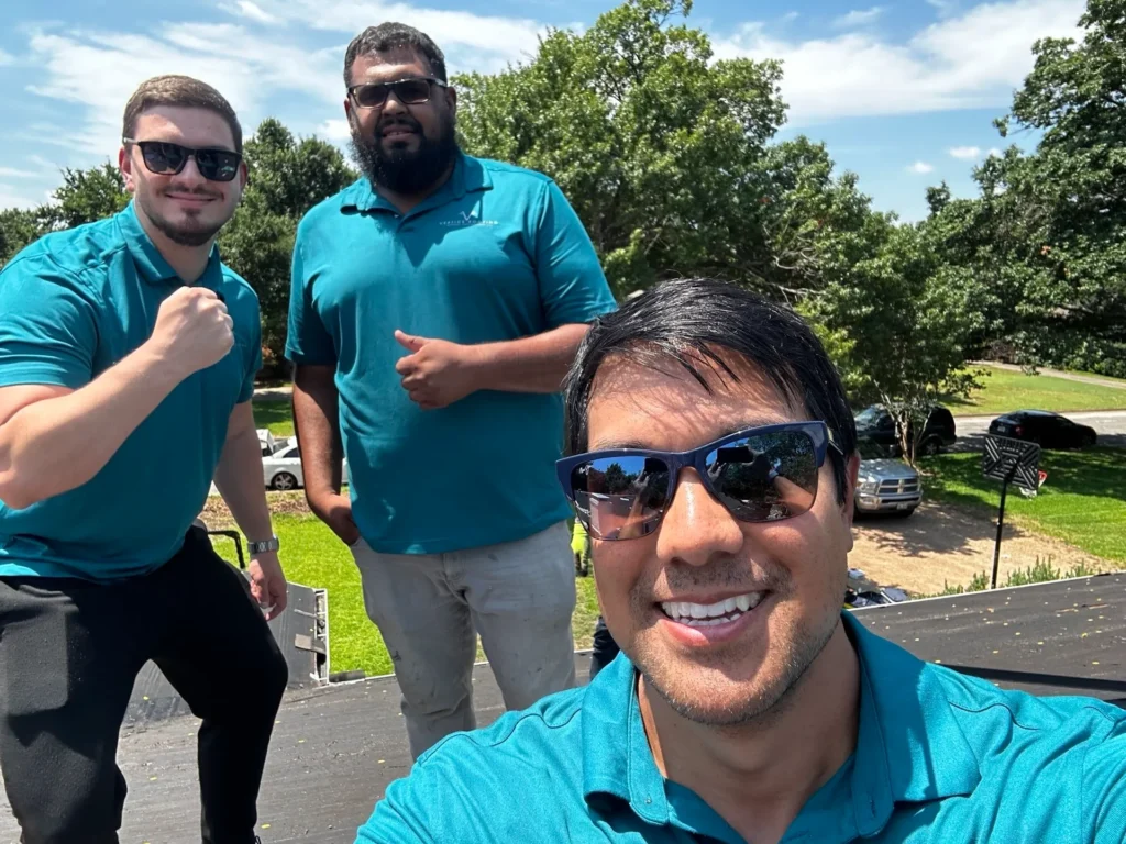 Vertice Roofing team completing roof work in plano