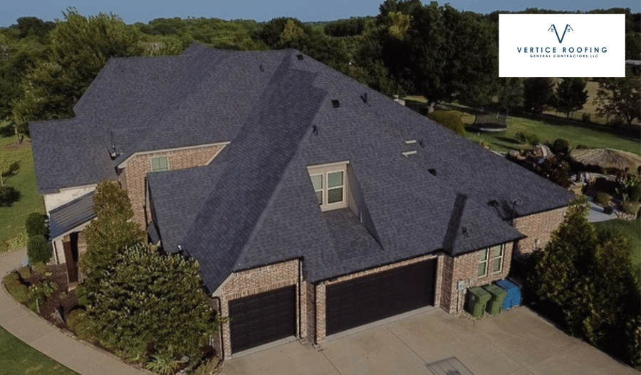 Close-up of shingles during residential roof inspection